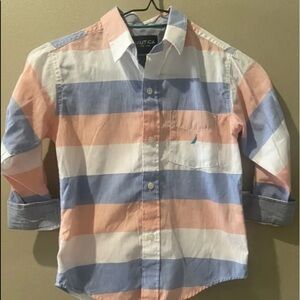 Nautia Kids Dress Shirt Size 5/6 Long Sleeve Stripes